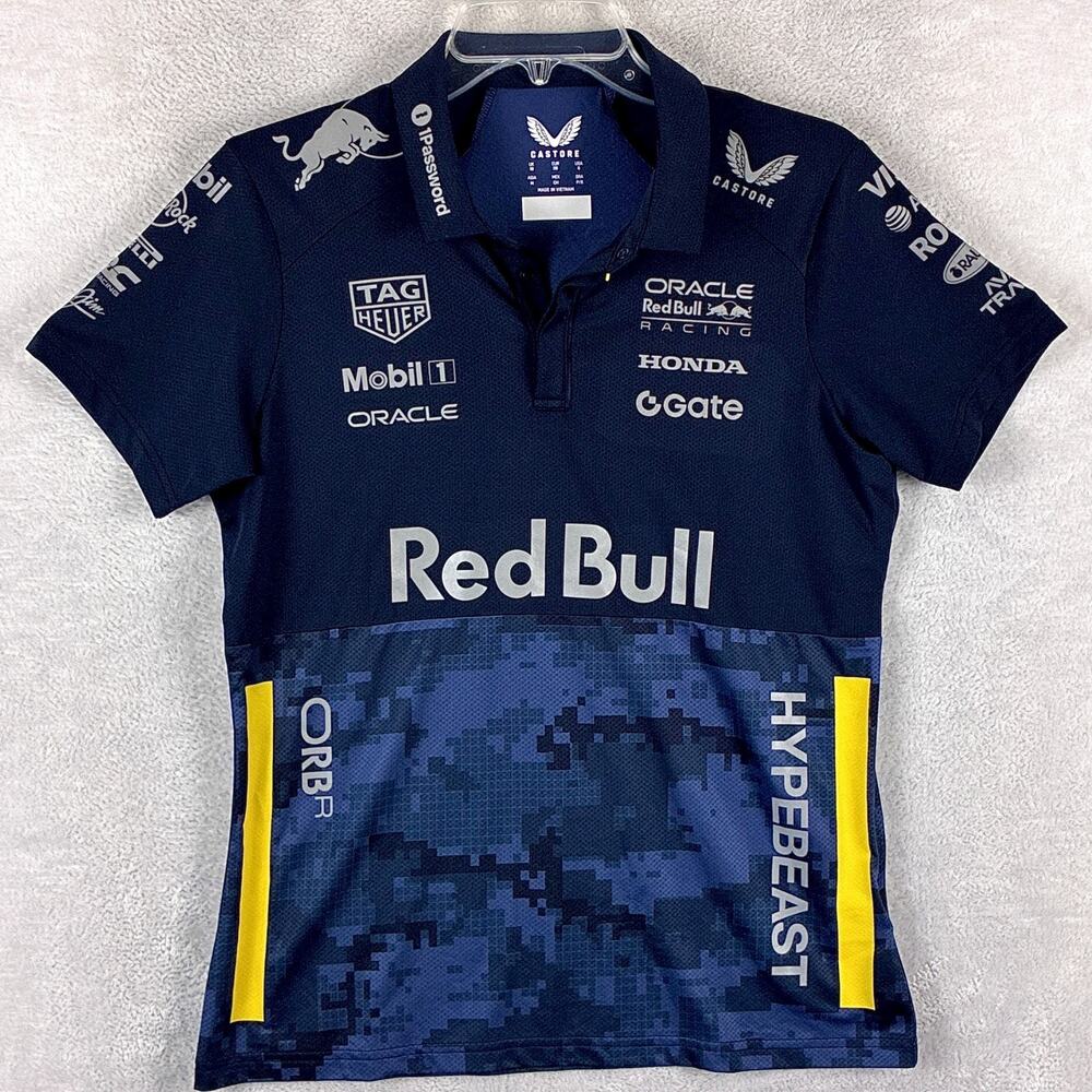 Castore Red Bull Racing x Hypebeast Polo Shirt Womens 6 Navy Camo F1 Formula 1